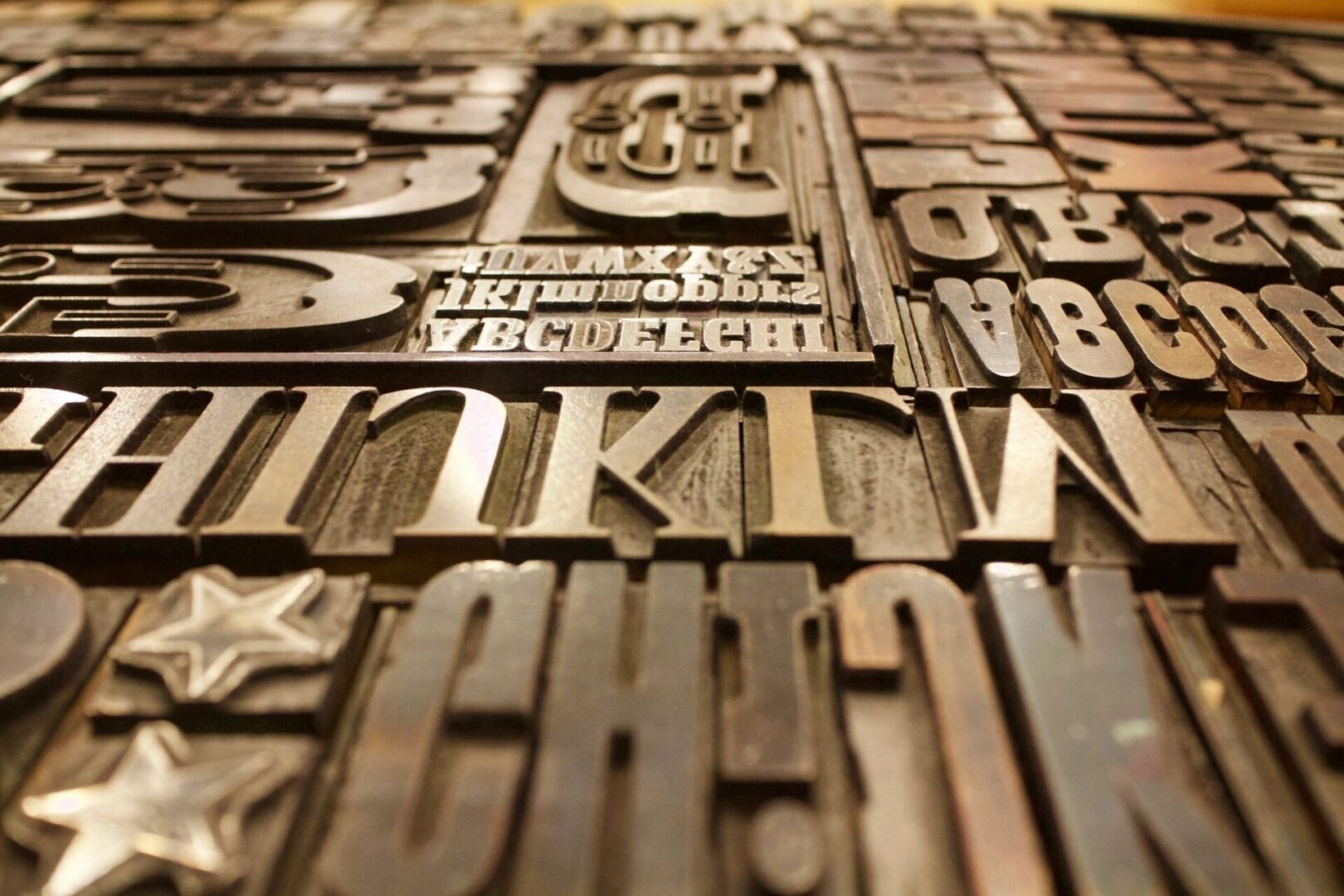 A close up of many different type letters