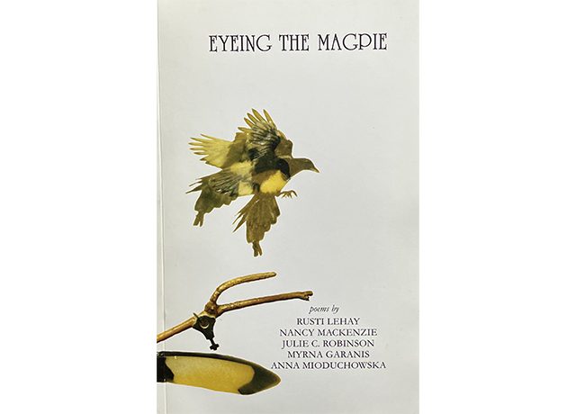 A book cover with an image of a bird flying over a branch.